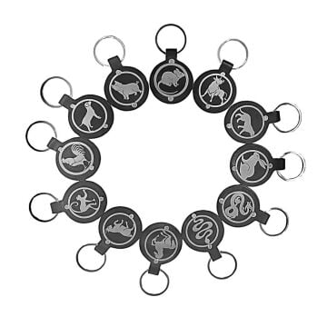 METAL FİGÜRLÜ 12 BURÇ DERİ ANAHTARLIK