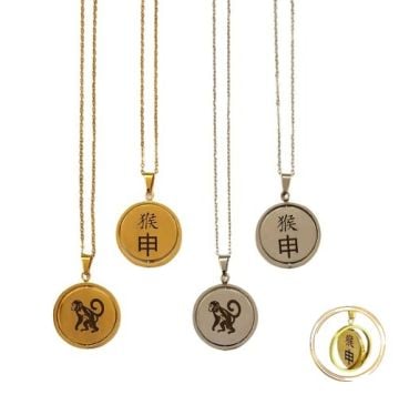 MAYMUN DÖNEN ÇELİK KOLYE (Çift Taraflı)