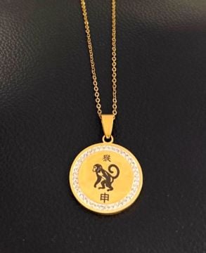 MAYMUN TAŞLI ÇELİK KOLYE