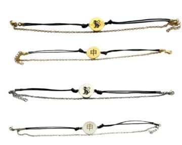 MAYMUN İPLİ VE ZİNCİRLİ  BİLEKLİK (Çift Taraflı)