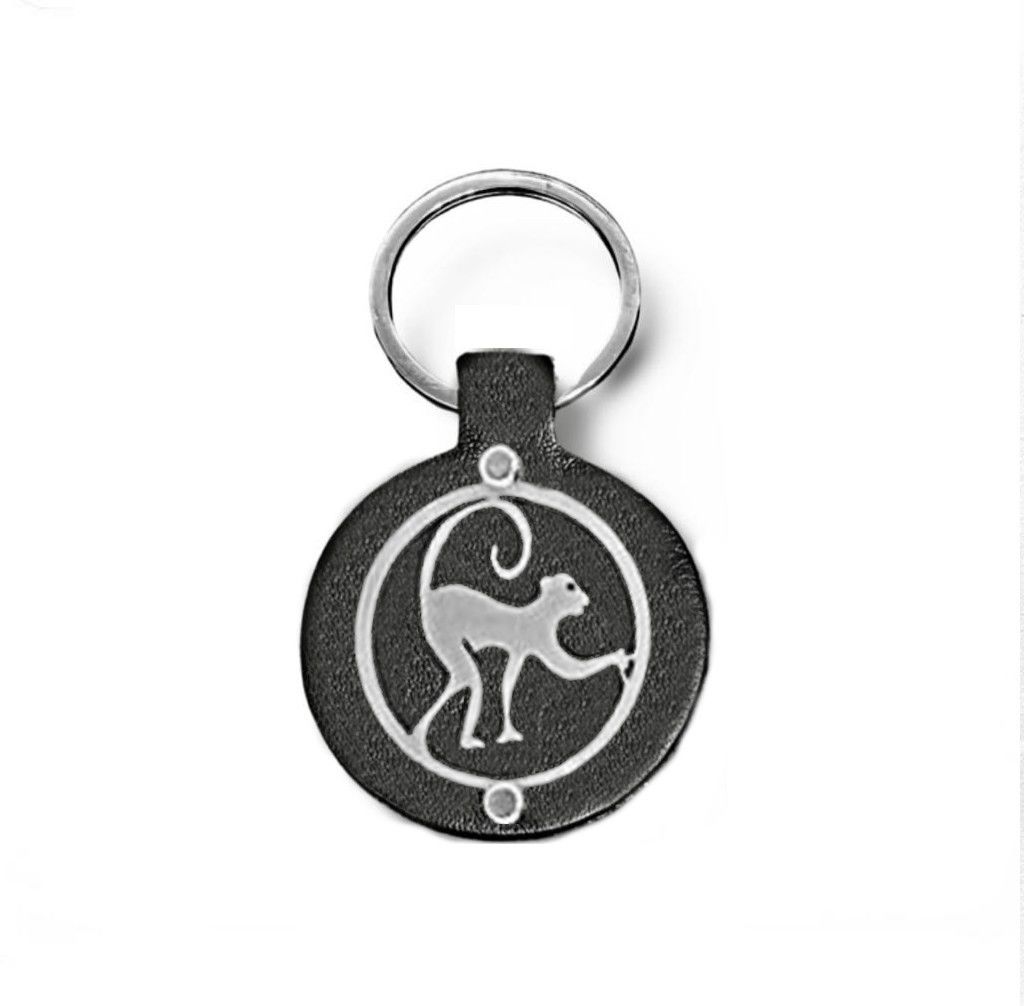 METAL MAYMUN FİGURLU DERİ ANAHTARLIK