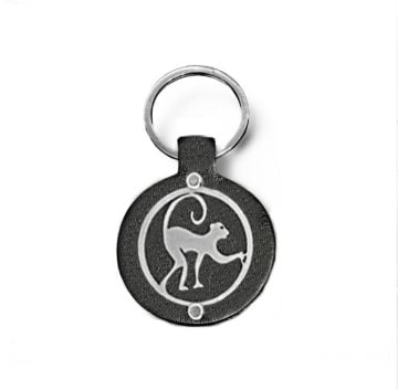 METAL MAYMUN FİGURLU DERİ ANAHTARLIK