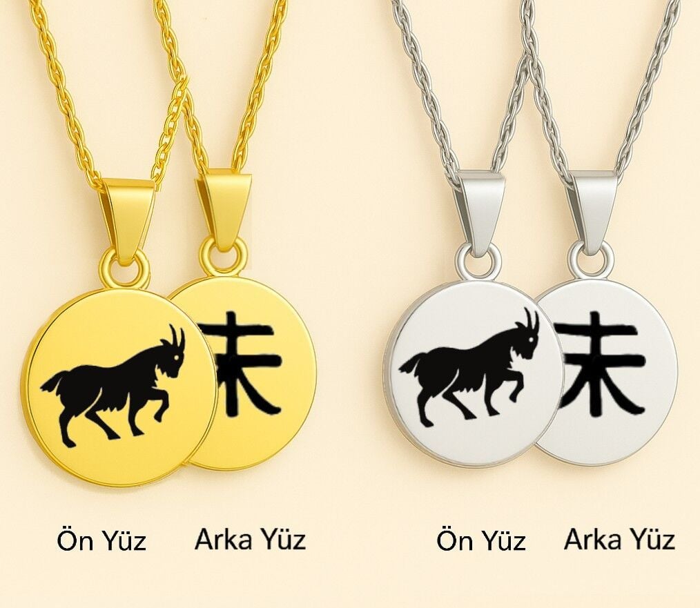 KEÇİ ÇELİK KOLYE ÇİFT TARAFLI (2 CM)