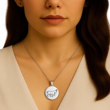 KEÇİ ÇELİK KOLYE ÇİFT TARAFLI (2 CM)