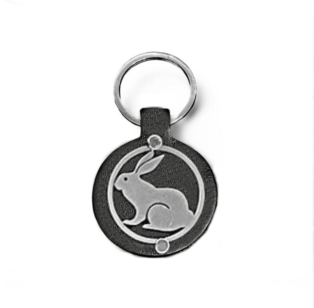 METAL TAVŞAN FİGURLU DERİ ANAHTARLIK