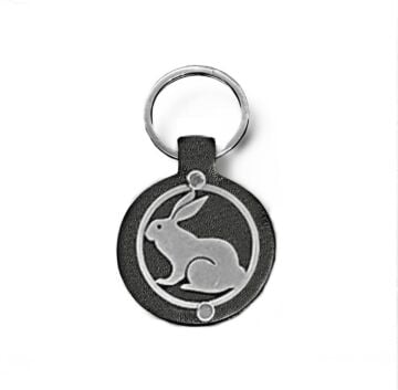 METAL TAVŞAN FİGURLU DERİ ANAHTARLIK