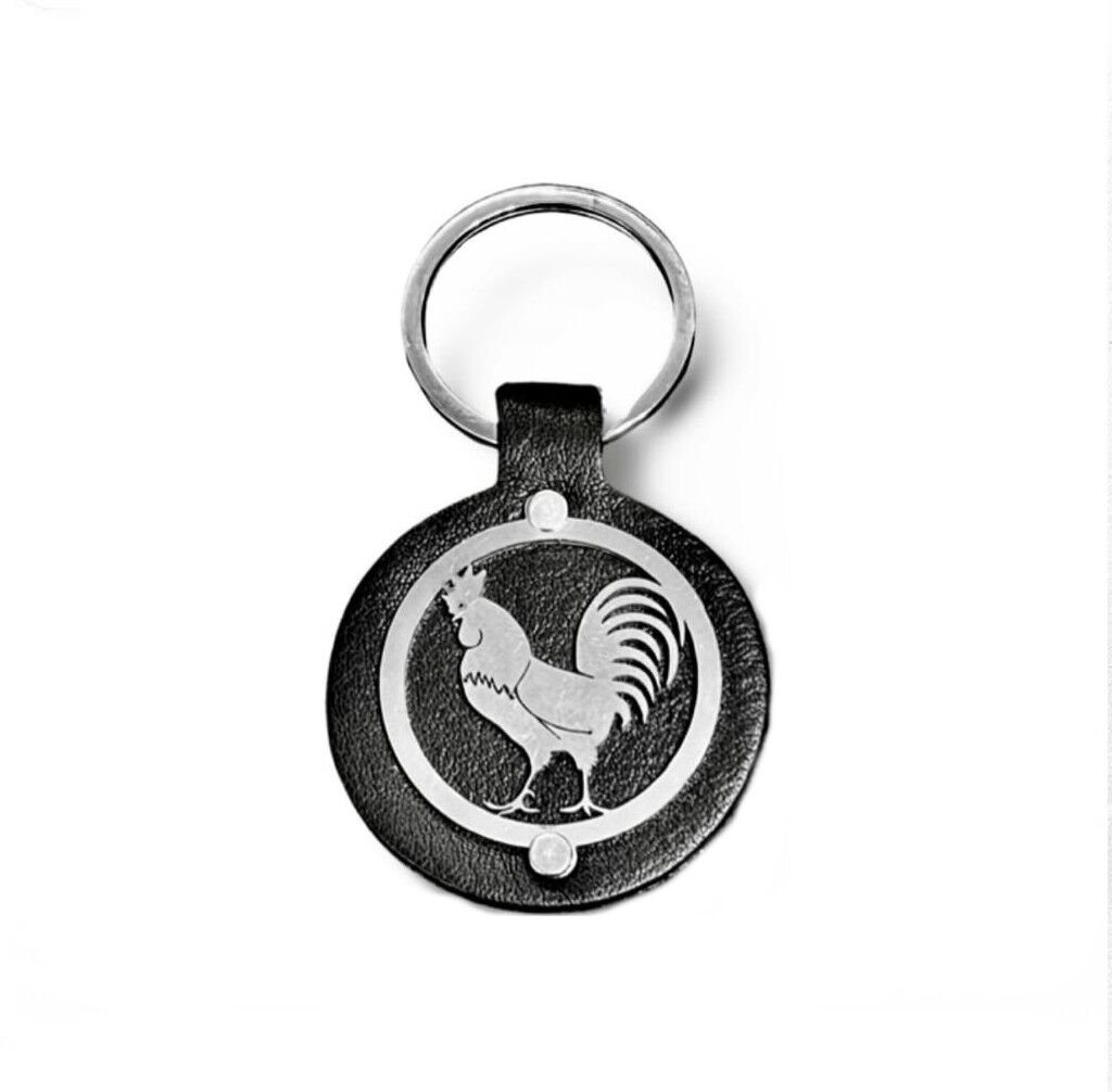 METAL HOROZ FİGURLU DERİ ANAHTARLIK