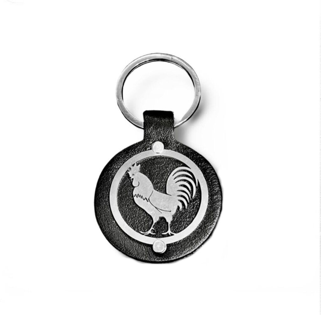 METAL HOROZ FİGURLU DERİ ANAHTARLIK