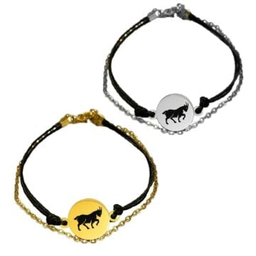 KEÇİ İPLİ VE ZİNCİRLİ  BİLEKLİK (Çift Taraflı)