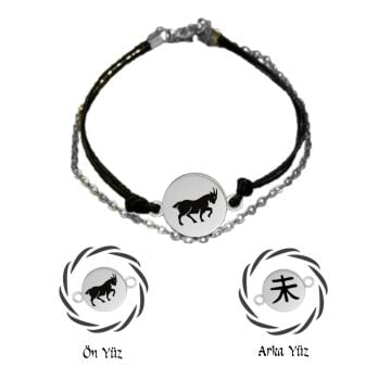 KEÇİ İPLİ VE ZİNCİRLİ  BİLEKLİK (Çift Taraflı)