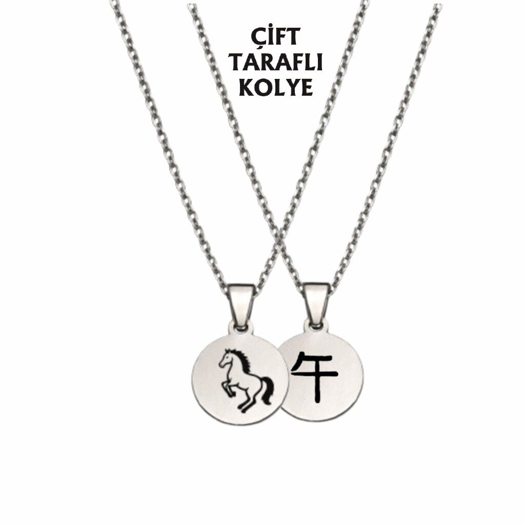 AT BURCU ÇELİK KOLYE ÇİFT TARAFLI (2 CM) GÜMÜŞ RENGİ