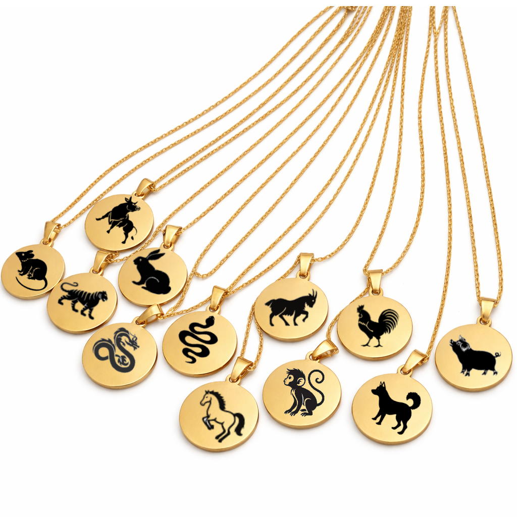 12 BURÇ ÇİFT TARAFLI ÇELİK KOLYE ( 2cm Çap)