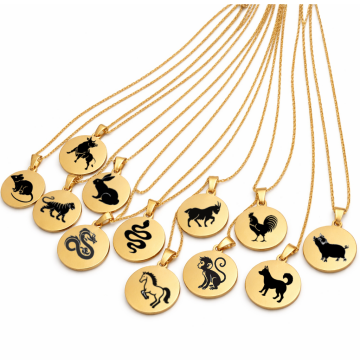 12 BURÇ ÇİFT TARAFLI ÇELİK KOLYE ( 2cm Çap)