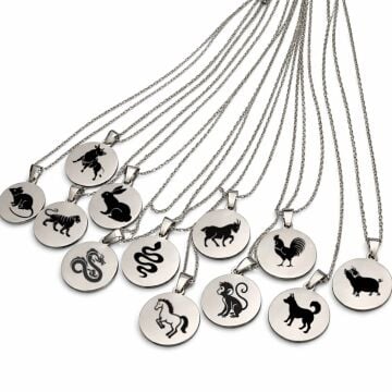 12 BURÇ ÇİFT TARAFLI ÇELİK KOLYE ( 2cm Çap)