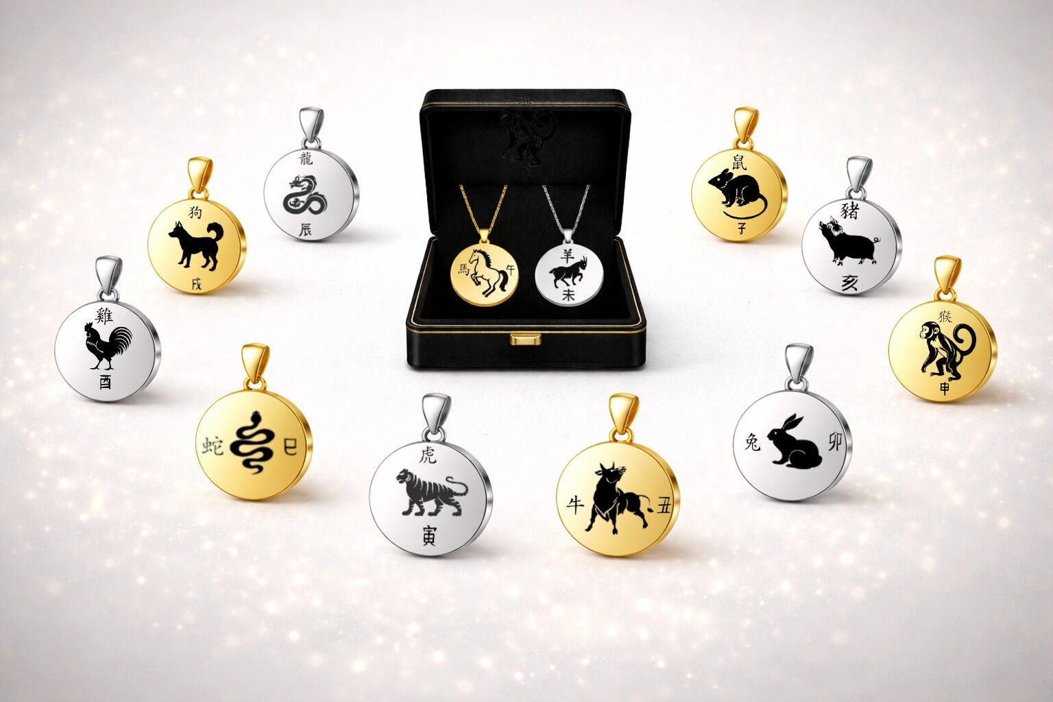 12 BURÇ  ÇELİK KOLYE ( 3 cm Çap)