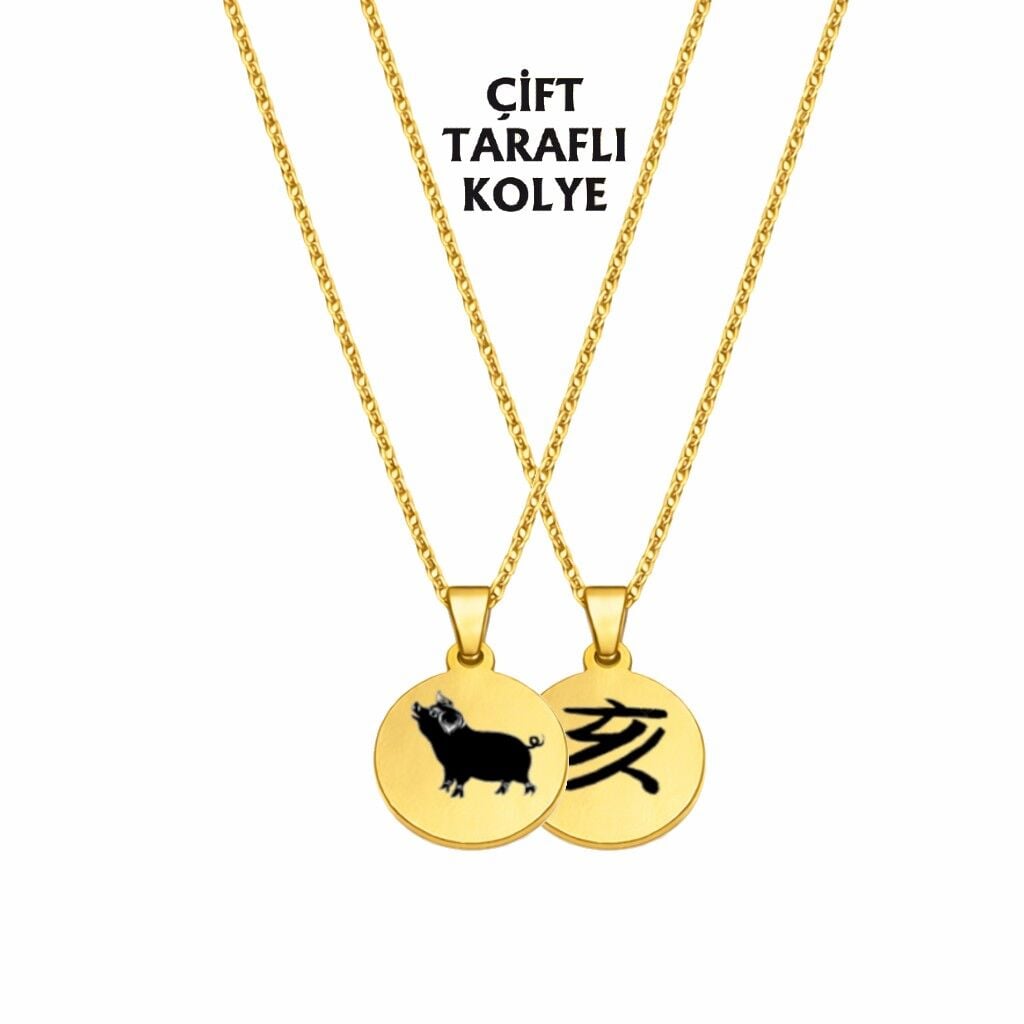 DOMUZ BURCU ÇELİK KOLYE ( 2cm Çap) GOLD RENK