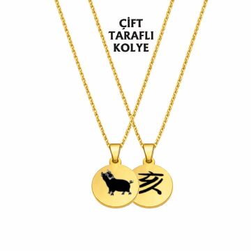 DOMUZ BURCU ÇELİK KOLYE ( 2cm Çap) GOLD RENK