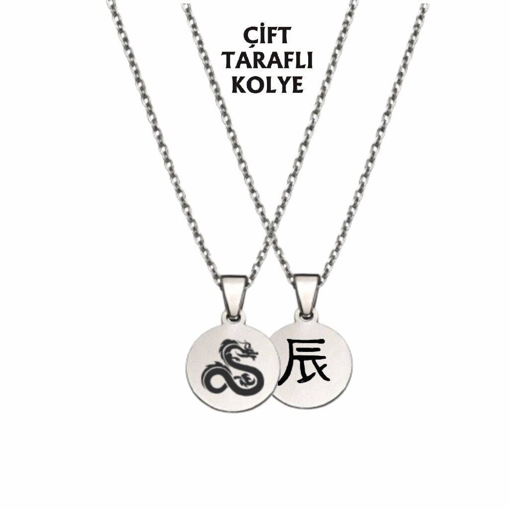 EJDERHA BURCU ÇELİK KOLYE ( 2cm Çap) GÜMÜŞ RENGİ