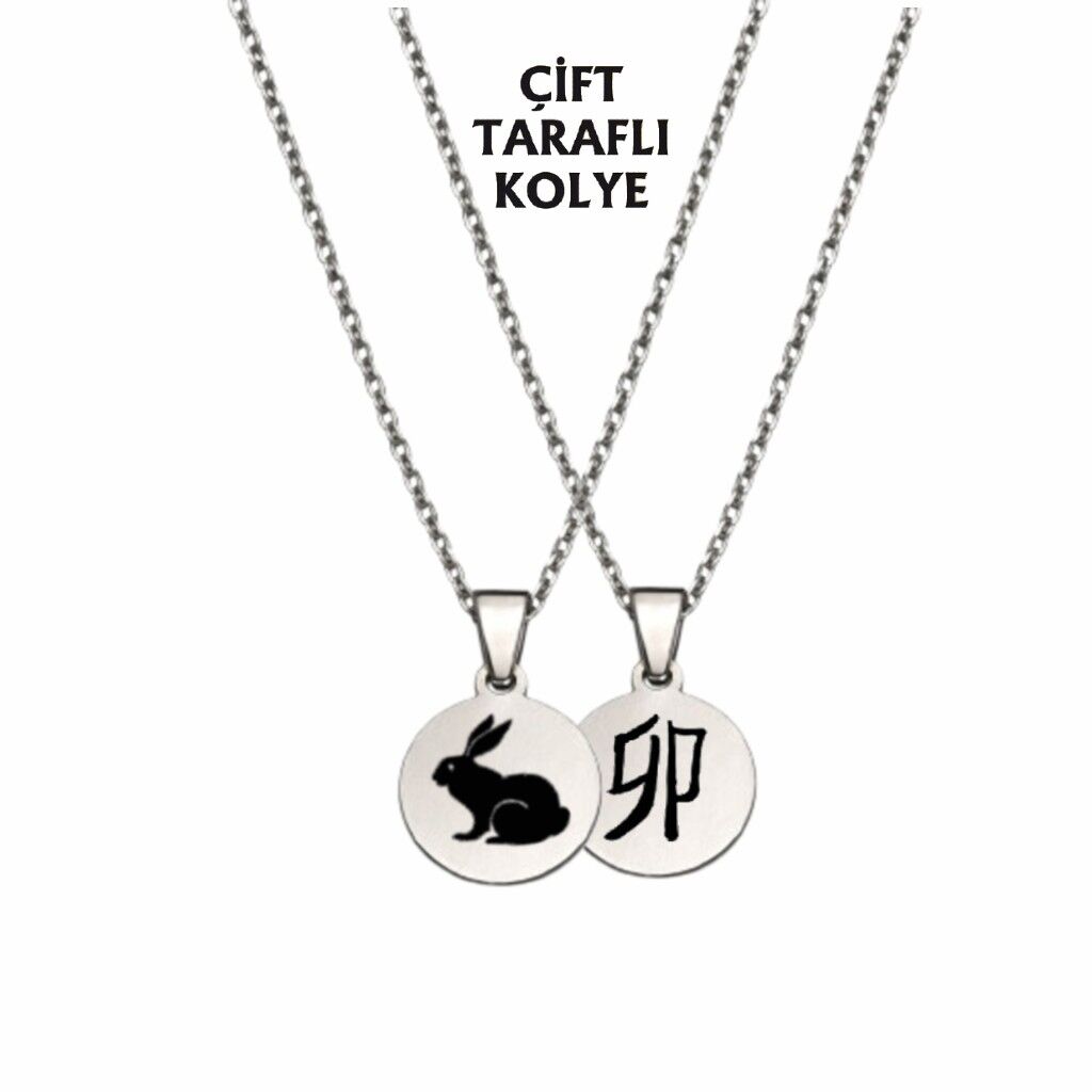 TAVŞAN BURCU ÇELİK KOLYE ( 2cm Çap) GÜMÜŞ RENGİ