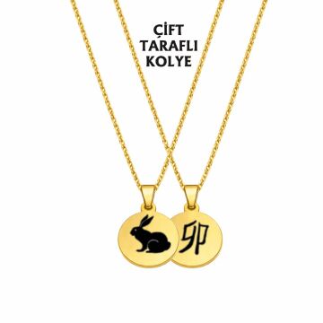 TAVŞAN BURCU ÇELİK KOLYE ( 2cm Çap) GOLD RENK