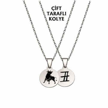 ÖKÜZ BURCU ÇELİK KOLYE ( 2cm Çap) GÜMÜŞ RENGİ