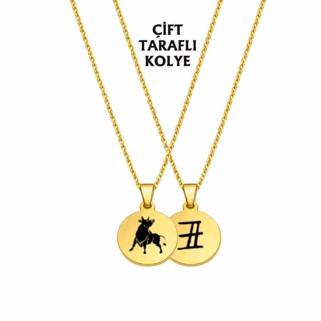 ÖKÜZ BURCU ÇELİK KOLYE ( 2cm Çap) GOLD RENK