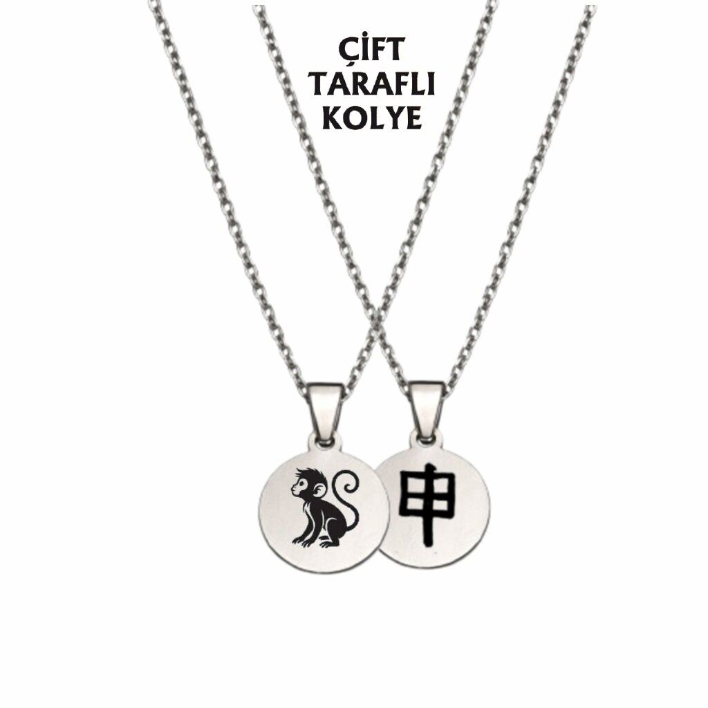 MAYMUN BURCU ÇELİK KOLYE ( 2cm Çap) GÜMÜŞ RENGİ