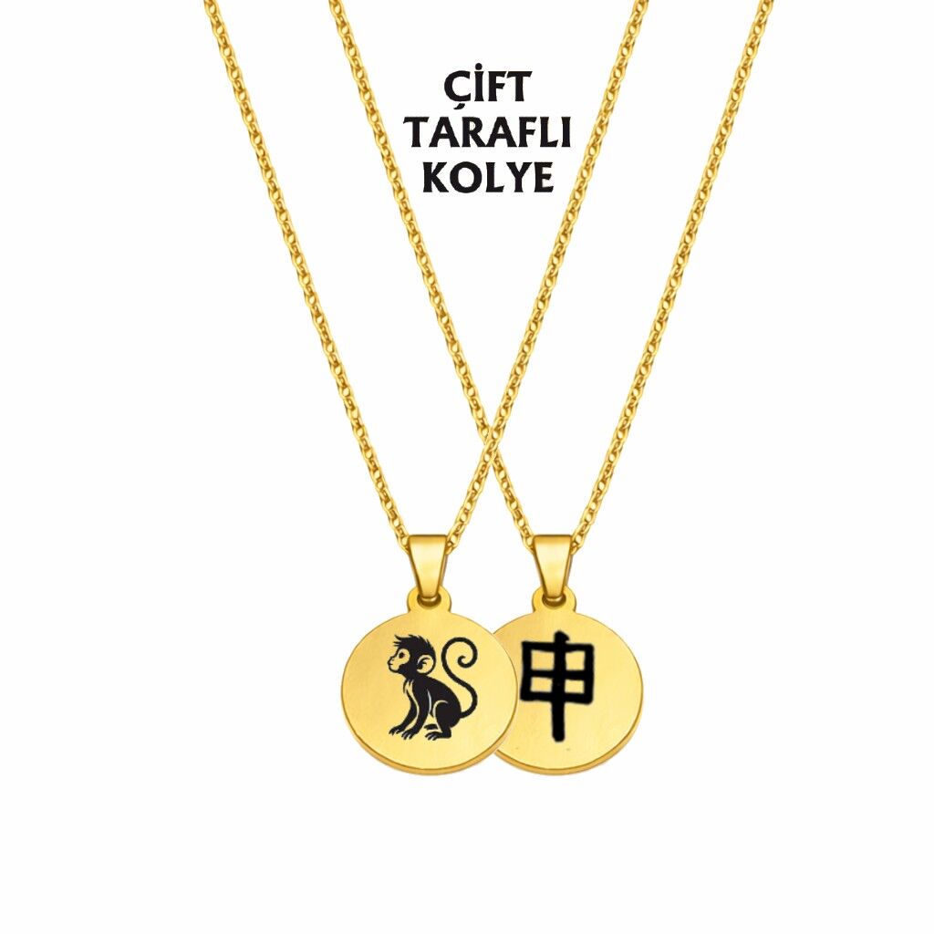 MAYMUN BURCU ÇELİK KOLYE ( 2cm Çap) GOLD RENK