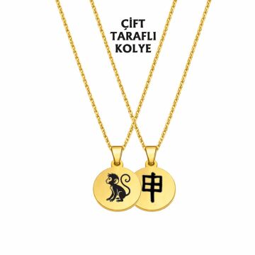 MAYMUN BURCU ÇELİK KOLYE ( 2cm Çap) GOLD RENK