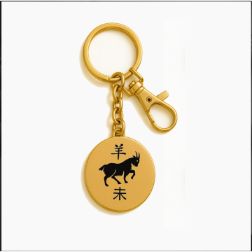 12 BURÇ ÇELİK ANAHTARLIK GOLD RENK - KEÇİ