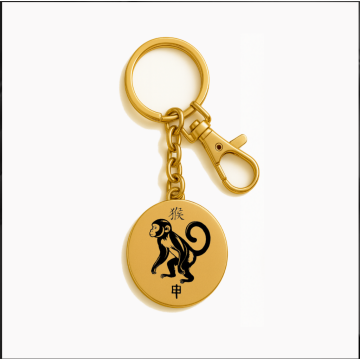 12 BURÇ ÇELİK ANAHTARLIK GOLD RENK - MAYMUN