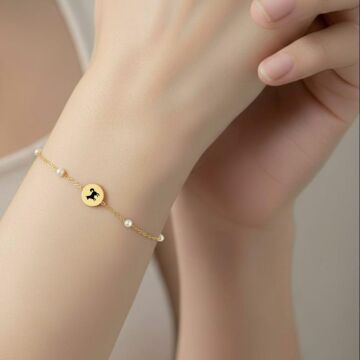 KÖPEK ÇİFT TARAFLI İNCİLİ BİLEKLİK