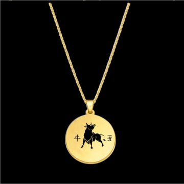 12 BURÇ  ÇELİK KOLYE ( 3 cm Çap) METALİK ALTIN - ÖKÜZ